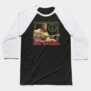 Joni Mitchell Vintage Flower Power Fanart Style Design Baseball T-Shirt